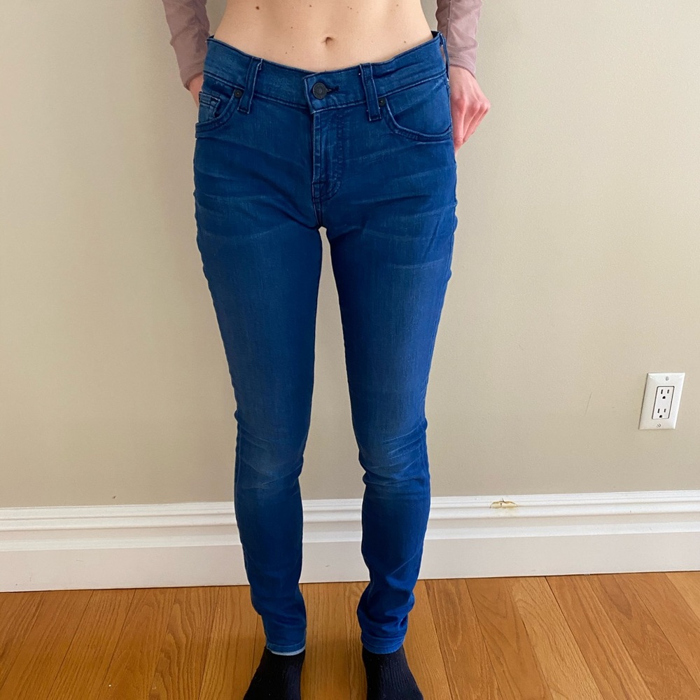 7 For All Mankind mid rise blue denim